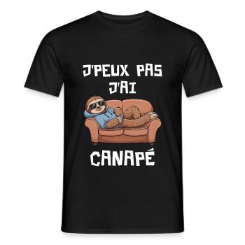 J'peux Pas J'ai Canapé | Animal Paresseux - T-shirt homme - noir - Devant - AI Model Male 178 light (178cm)