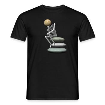 Holzkopf als Denker - Männer T-Shirt - Schwarz - Vorne - AI Model Male 178 light (178cm)