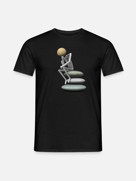 Holzkopf als Denker - Männer T-Shirt - Schwarz