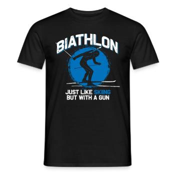 Biathlon ski shooting - Men's T-Shirt - black - Front - AI Model Male 178 light (178cm)