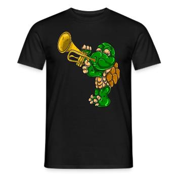Trompette musicien tortue - T-shirt homme - noir - Devant - AI Model Male 178 light (178cm)