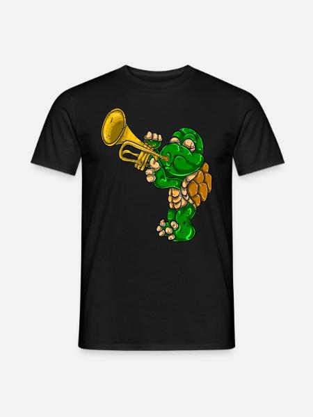 Turtle musician trumpet - Men's T-Shirt - black