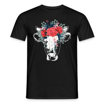 Kuh Blumen Tiere - Männer T-Shirt - Schwarz - Vorne - AI Model Male 178 light (178cm)