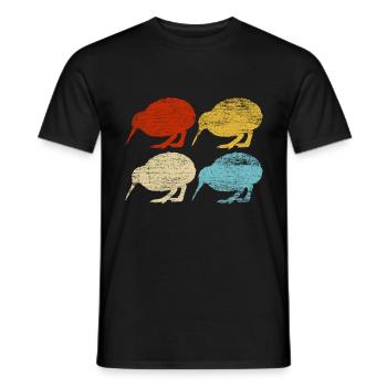 Retro Kiwi Neuseeland - Männer T-Shirt - Schwarz - Vorne - AI Model Male 178 light (178cm)