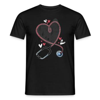 Stethoscope heart - Men's T-Shirt - black - Front - AI Model Male 178 light (178cm)