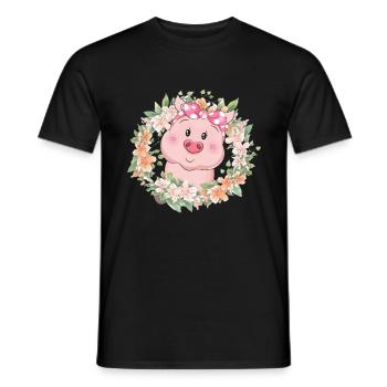 Porc Fleurs - T-shirt homme - noir - Devant - AI Model Male 178 light (178cm)