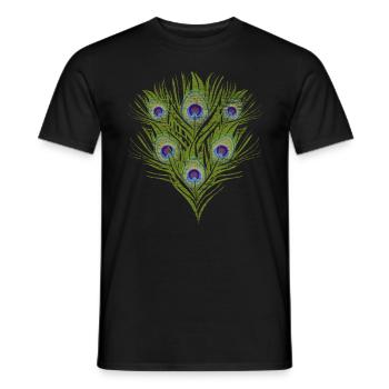 Pfau Feder - Männer T-Shirt - Schwarz - Vorne - AI Model Male 178 light (178cm)