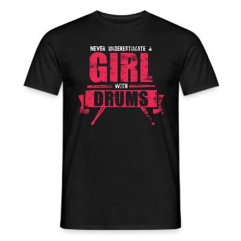 Schlagzeug Mädchen Geschenkidee - Männer T-Shirt - Schwarz - Vorne - AI Model Male 178 light (178cm)