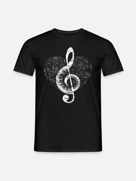 Piano heart music - Men's T-Shirt - black