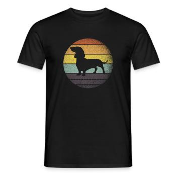 Retro Dackel - Männer T-Shirt - Schwarz - Vorne - AI Model Male 178 light (178cm)