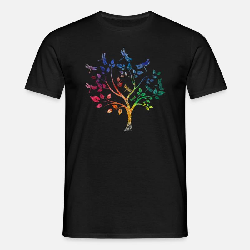 Libelle Geschenkidee Baum - Männer T-Shirt - Schwarz