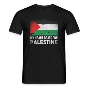 Palestine coeur politique - T-shirt homme - noir - Devant - AI Model Male 178 light (178cm)