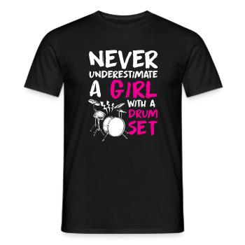 Fille de batterie - T-shirt homme - noir - Devant - AI Model Male 178 light (178cm)