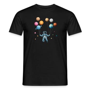 Astronaut mit Planeten - Ballons - Lustig abheben - Männer T-Shirt - Schwarz - Vorne - AI Model Male 178 light (178cm)