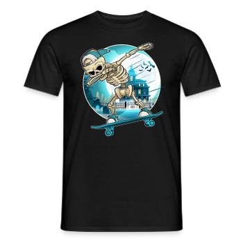 Dabbing Skeleton with skateboard - Skater Skeleton - Men's T-Shirt - black - Front - AI Model Male 178 light (178cm)