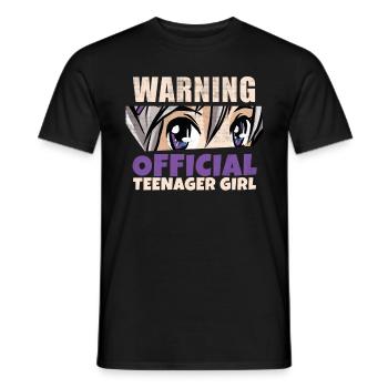 Avertissement: Official teenage girl - T-shirt homme - noir - Devant - AI Model Male 178 light (178cm)
