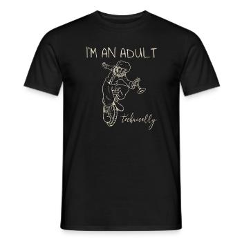 Je suis adulte - techniquement - T-shirt homme - noir - Devant - AI Model Male 178 light (178cm)