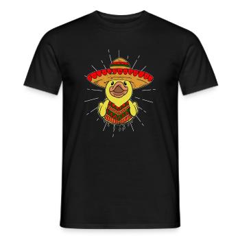 Mexiko Ente mit Sombrero und Poncho - Männer T-Shirt - Schwarz - Vorne - AI Model Male 178 light (178cm)