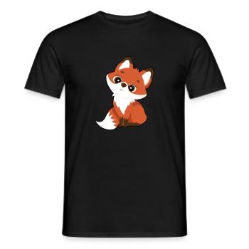 Cute fox with big eyes Fox - Men's T-Shirt - black - Front - AI Model Male 178 light (178cm)