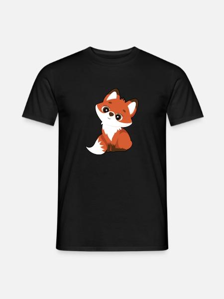 Mignon renard avec de grands yeux Fox - T-shirt homme - noir