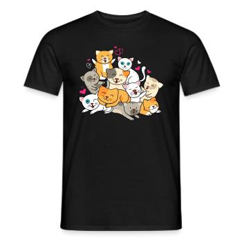 Katzenhaufen - Kawaii Kitten für Katzenbesitzer - Männer T-Shirt - Schwarz - Vorne - AI Model Male 178 light (178cm)