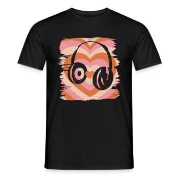Kopfhörer Retro Musik - Männer T-Shirt - Schwarz - Vorne - AI Model Male 178 light (178cm)