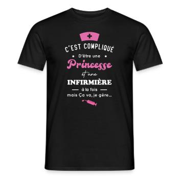 Princesse et infirmière, Cadeau infirmière femme - T-shirt homme - noir - Devant - AI Model Male 178 light (178cm)