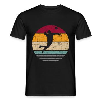 Silhouette de cercle rétro Fistball joueur de fistball - T-shirt homme - noir - Devant - AI Model Male 178 light (178cm)
