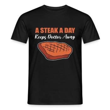 Steak un cadeau gastronomique d’un jour - T-shirt homme - noir - Devant - AI Model Male 178 light (178cm)