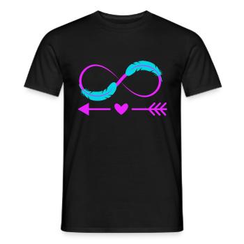Infinity Sign Love Bow and Feather - Men's T-Shirt - black - Front - AI Model Male 178 light (178cm)