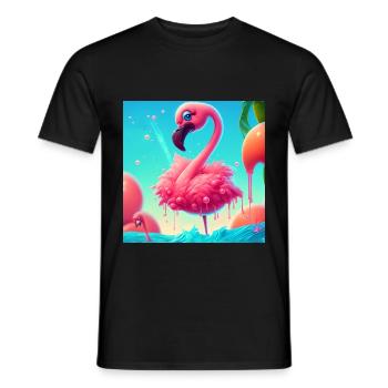 Flamingo Cartoon - Männer T-Shirt - Schwarz - Vorne - AI Model Male 178 light (178cm)
