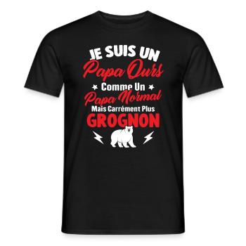 Je suis un papa ours c'est comme un papa normal - T-shirt homme - noir - Devant - AI Model Male 178 light (178cm)