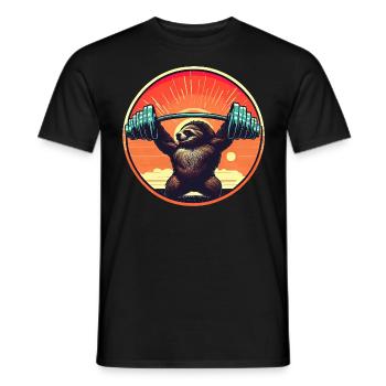 Faultier Hanteln Fitness Sunset - Männer T-Shirt - Schwarz - Vorne - AI Model Male 178 light (178cm)