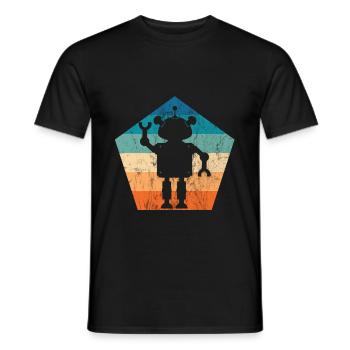 Roboter Vintage Retro - Männer T-Shirt - Schwarz - Vorne - AI Model Male 178 light (178cm)