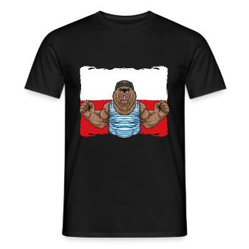 Polen Flagge Polska Polski polnischer Bär - Männer T-Shirt - Schwarz - Vorne - AI Model Male 178 light (178cm)