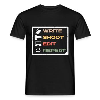 Journalist Journalism Write Edit Repeat - Men's T-Shirt - black - Front - AI Model Male 178 light (178cm)