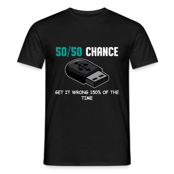 USB 50/50 Humorous Person Gift - Men's T-Shirt - black - Front - AI Model Male 178 light (178cm)