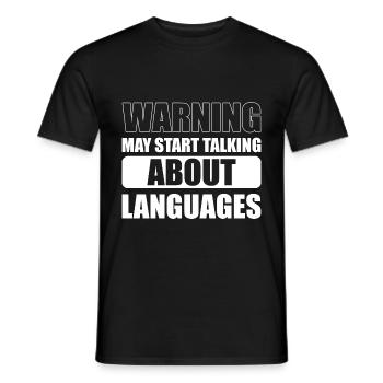 talk about languages. Linguistic Person Gift - Men's T-Shirt - black - Front - AI Model Male 178 light (178cm)