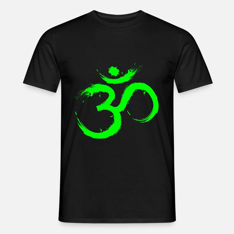 Symbole De Conception Om Méditation Libération Vert Citron - T-shirt homme - noir