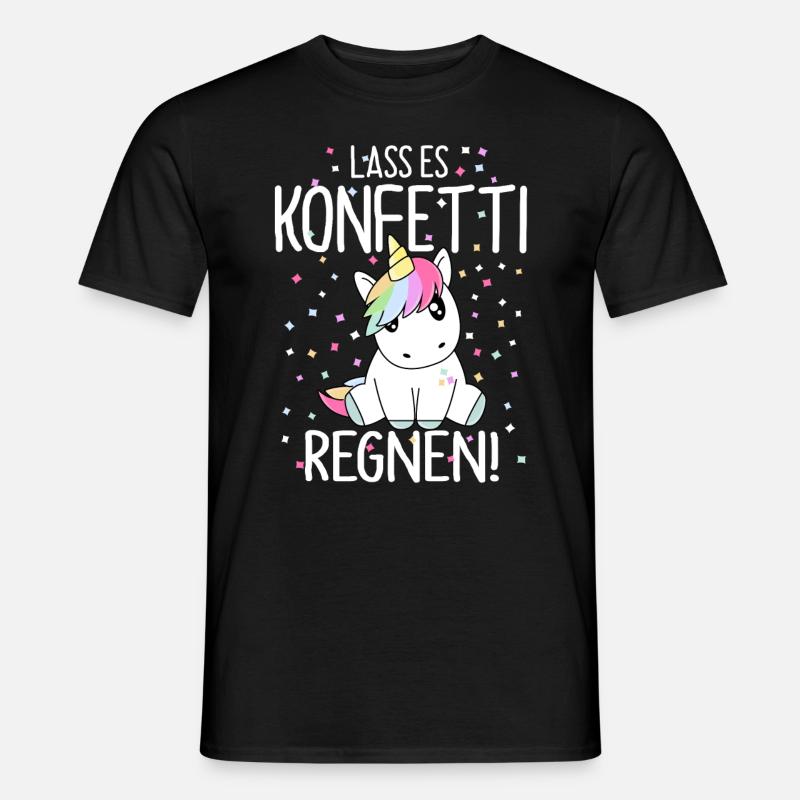 Lass es Konfetti regnen Einhorn - Männer T-Shirt - Schwarz