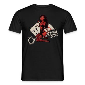 Heisse Teufelin 666 reitet auf Motorkolben - Männer T-Shirt - Schwarz - Vorne - AI Model Male 178 light (178cm)