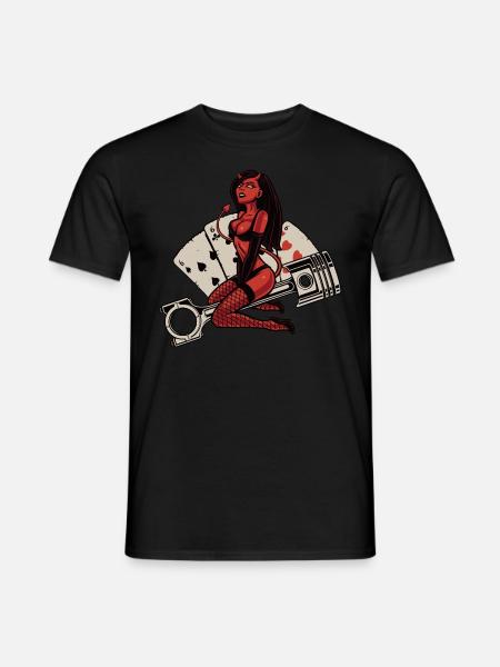 Hot Devil 666 rides on engine piston - Men's T-Shirt - black