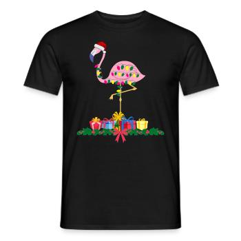Flamingo-Weihnachten. Weihnachtsgeschenk - Männer T-Shirt - Schwarz - Vorne - AI Model Male 178 light (178cm)