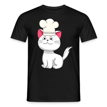 Cat Chef Chapeau de Chef Enfants Cuisine Métiers de la cuisine - T-shirt homme - noir - Devant - AI Model Male 178 light (178cm)