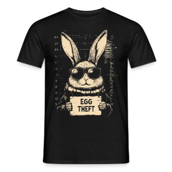 Hase Eierdieb Osterhase Mugshot Polizeifoto Ostern - Männer T-Shirt - Schwarz - Vorne - AI Model Male 178 light (178cm)