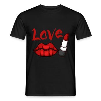 Love lipstick Seductive or charming Da - Men's T-Shirt - black - Front - AI Model Male 178 light (178cm)