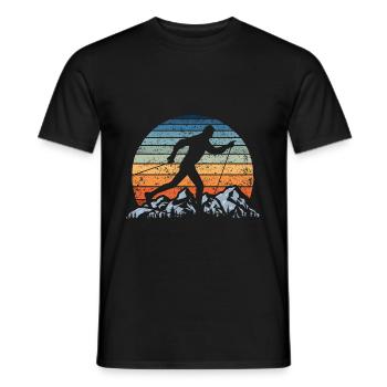 Vintage Sunset Cross Country Cross Country Skier Winter Sports Ski - Men's T-Shirt - black - Front - AI Model Male 178 light (178cm)