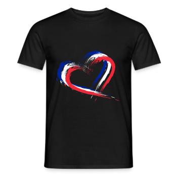 Heart design France flag banner colors holiday - Men's T-Shirt - black - Front - AI Model Male 178 light (178cm)