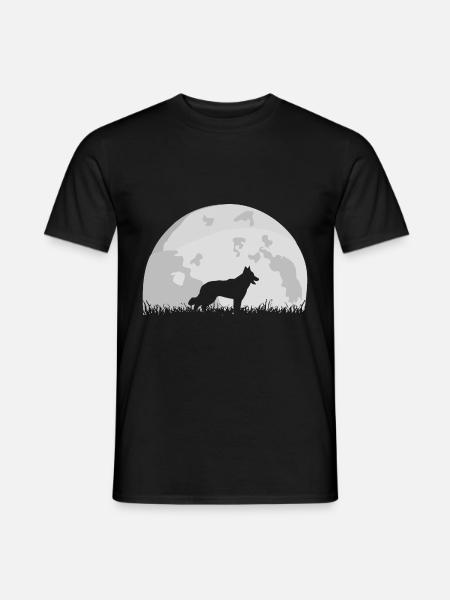 Schweizer Weißer Schäferhund Vollmond - Männer T-Shirt - Schwarz