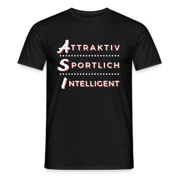 ASI - Attraktiv Sportlich Intelligent - Männer T-Shirt - Schwarz - Vorne - AI Model Male 178 light (178cm)
